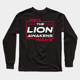 Red Wave Trump Rally T-shirt The Lion Awakens Gift for GOP Long Sleeve T-Shirt